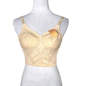 NWT Anny Longline Lace Bustier Bra 36/80 Vintage Nude Support Crop Top